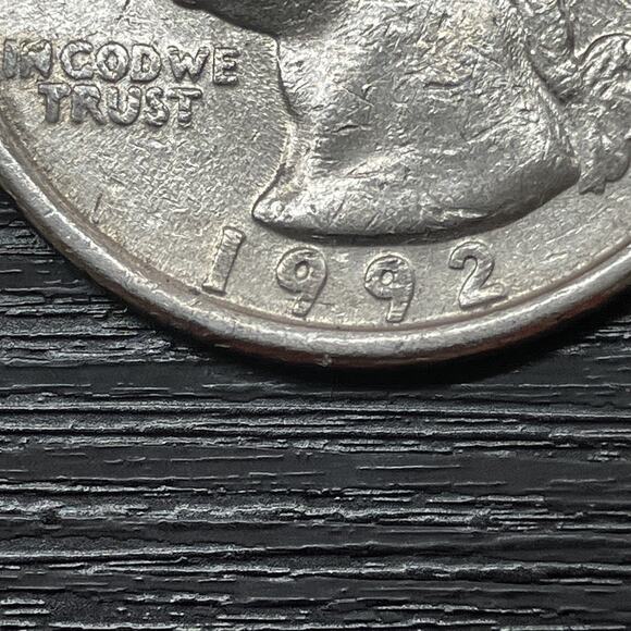 1992-P Washington Quarter 25 C Rare Wounded Eagle Strike on Reverse w/ Video - Picture 7 of 16